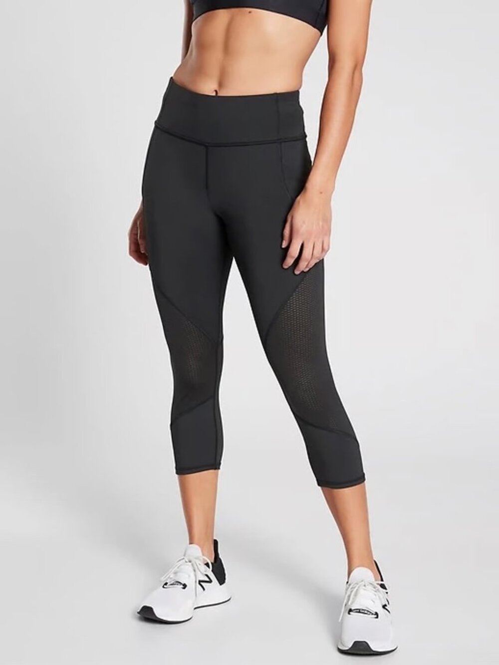 Athleta Black Mesh Contender Capri Leggings Small